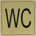 WC toilet – zelfklevend Deurbordje Sticker - Gouden Aluminium – 14 x14cm