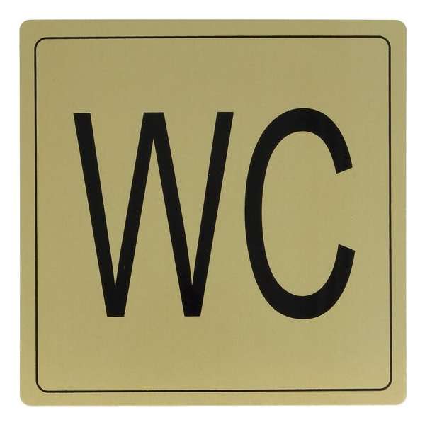 WC toilet – zelfklevend Deurbordje Sticker - Gouden Aluminium – 14 x14cm