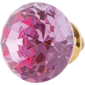 Clayre & Eef Deurknop Ø 3*3 cm Roze Keramiek Rond Diamant Meubelknop