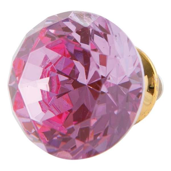 Clayre & Eef Deurknop Ø 3*3 cm Roze Keramiek Rond Diamant Meubelknop