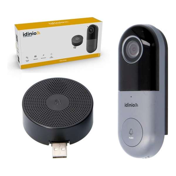 IDINIO EasyFix Video Deurbel met camera en WIFI met ontvanger - Bedraad - HD