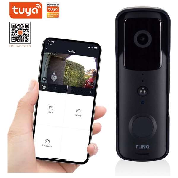 FlinQ Slimme Video Deurbel - FULL HD Camera - Deurbel met Camera - Deurbel draadloos