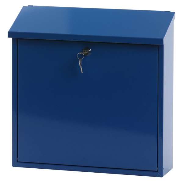 V-part Wandbrievenbus Malagan 37 X 11,5 Cm Staal Blauw