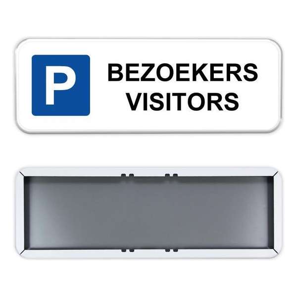 Parkeerbord Bezoekers Visitors 60x20cm - Stevig aluminium bord met dubbel omgezette rand