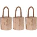 3x Deurstoppers teak met draagtouw 19 cm - Huishouden - Woonaccessoires/benodigdheden - Deurstoppers/raamstoppers van hout