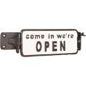 Clayre & Eef Open Gesloten Bordje 17*7*8 cm Bruin Ijzer Rechthoek Come in we're open Open Closed Bordje Welkomstbord Welkom Bord