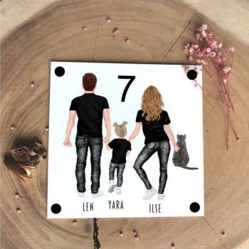 Naambordje familie t-shirt zwart/wit