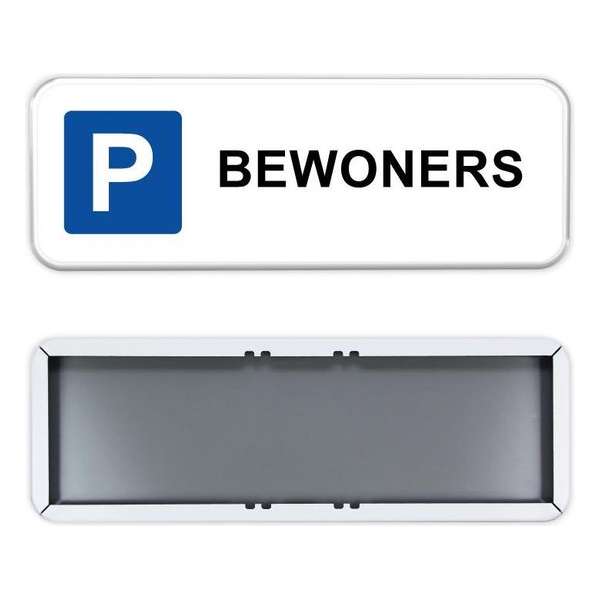 Parkeerbord Bewoners 60x20cm - Stevig aluminium bord met dubbel omgezette rand