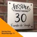 Naambordje voordeur 20 x 20 cm RVS look Home Sweet Home