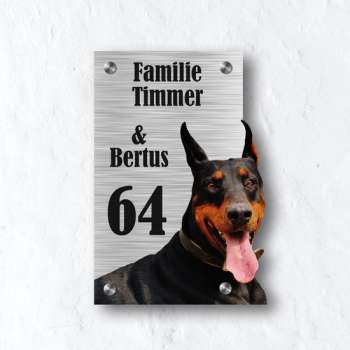 Aluminium Naambordje Voordeur Dobermann