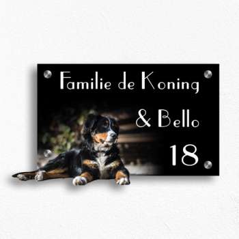 Naambordje Voordeur Berner Sennen hond -  8 mm dik plexiglas UV- en weerbestendig