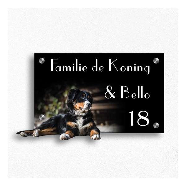 Naambordje Voordeur Berner Sennen hond -  8 mm dik plexiglas UV- en weerbestendig