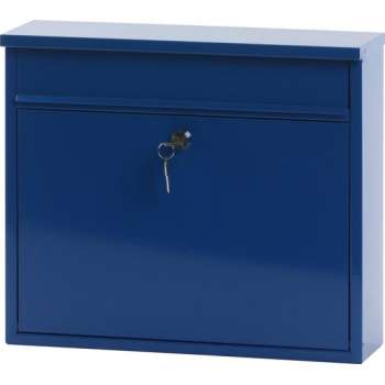 Stalen brievenbus blauw - 11x36x31,5 cm