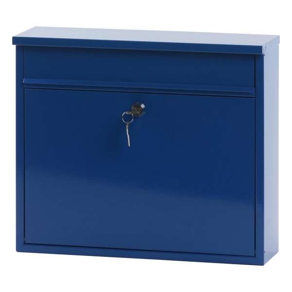 Stalen brievenbus blauw - 11x36x31,5 cm