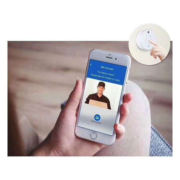 Smart Wifi deurbel met fotocamera - rond - wit