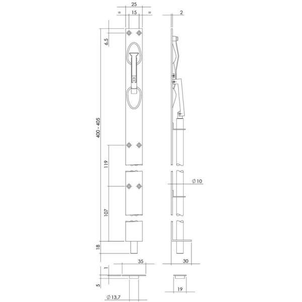 Intersteel Kantschuif 400 mm rvs geborsteld