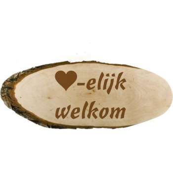 Houten naambord | naambordje voordeur hout| Duurzame naambord hout  14 t/m 16 x 8 cm