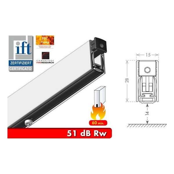 CCE Valdorpel Unifire60 brandwerend voor 60min en geluiddempend 51dB 15 x 28 x 830mm