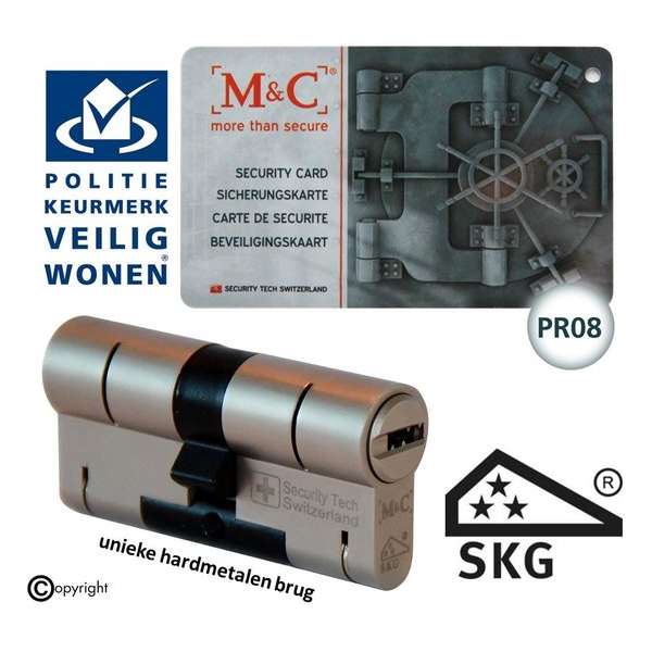 M&C anti kerntrek SKG*** 32/47 veiligheids cilinder met PKVW erkenning en PR08 beschermd profiel