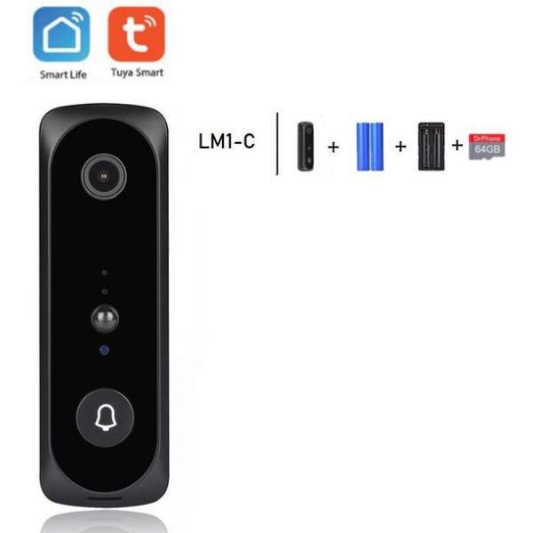 DrPhone LM1-C Smart Video Deurbelcamera – 1080P – HD – Nachtzicht Camera – Wifi video deurbel – Draadloze IP deurbel -