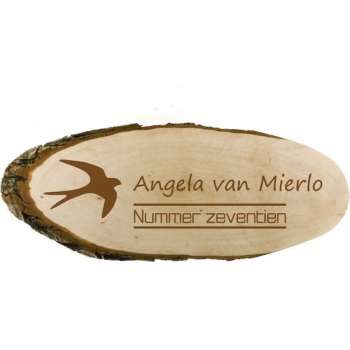 Houten naambord | naambordje voordeur hout| Duurzame naambord hout  24 t/m 26 x 11 cm