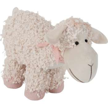 J-Line Deurstop Schaap Textiel Beige/Roze Small