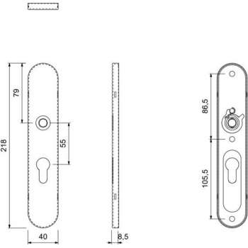 GPF Gatd rechts langschild afg 218x40x8,5mm PC55 zwart