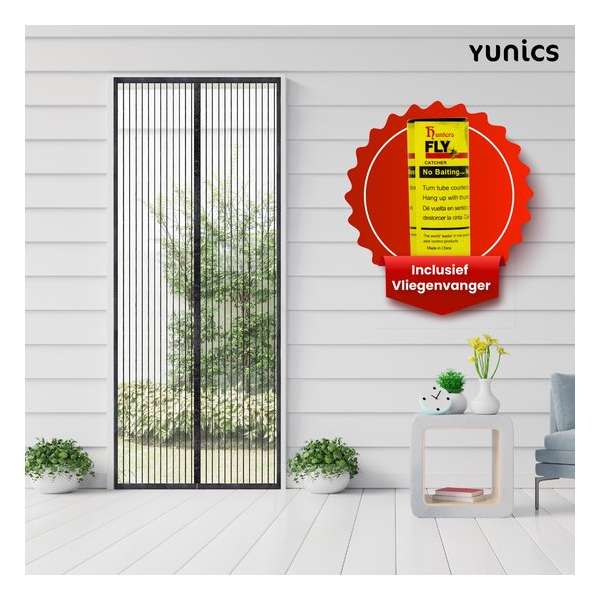 YUNICS ® Magnetisch Vliegengordijn - Deurgordijn - Hordeur - Hor - Zwart - Gemaakt Van Hoogwaardig Polyester - 210 x 90 cm