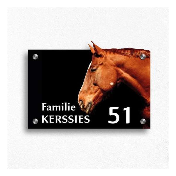 Naambordje Voordeur Paard - 8 mm dik plexiglas