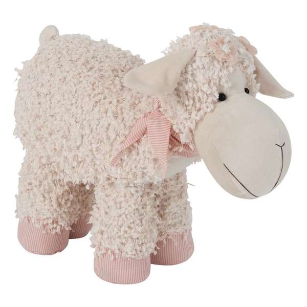 J-Line Deurstop  Schaap Textiel Beige/Roze Large