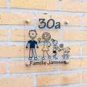 Naambordje Familie - Helder plexiglas - 20 cm x 20 cm - keuze uit diverse figuurtjes