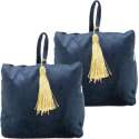 2x stuks fluwelen deurstoppers 18 cm navy - Deur vastzetter - Deurstop