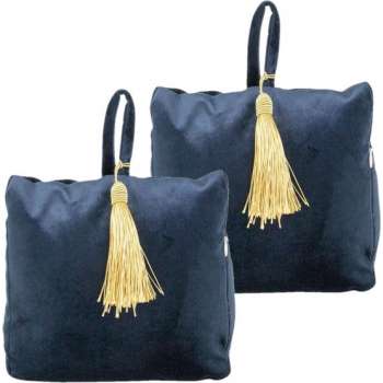 2x stuks fluwelen deurstoppers 18 cm navy - Deur vastzetter - Deurstop