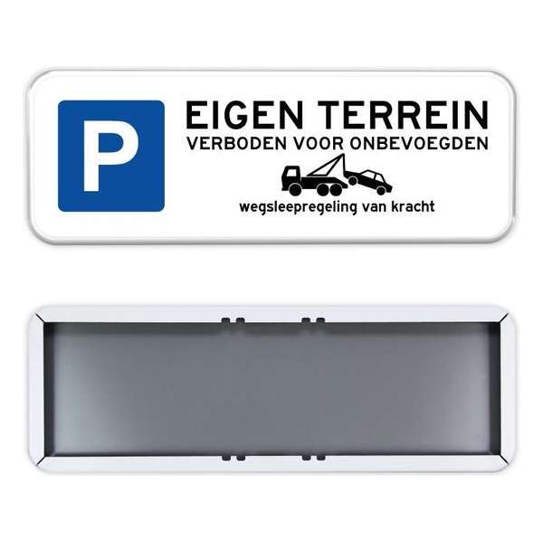 Parkeerbord Eigen Terrein 60x20cm - Stevig aluminium bord met dubbel omgezette rand