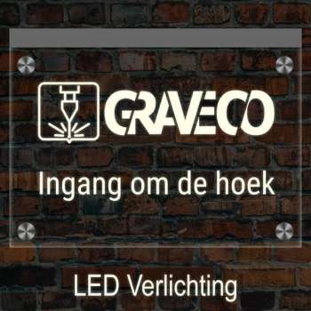 Naambord met LED verlichting 20x15 cm – Zelf ontwerpen – 1 Jaar Garantie – Modern Naambord