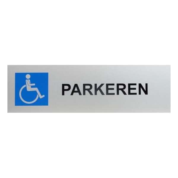 Aluminium Parkeerbord met tekst: invaliden en parkeerplaats logo met rolstoel afbeelding