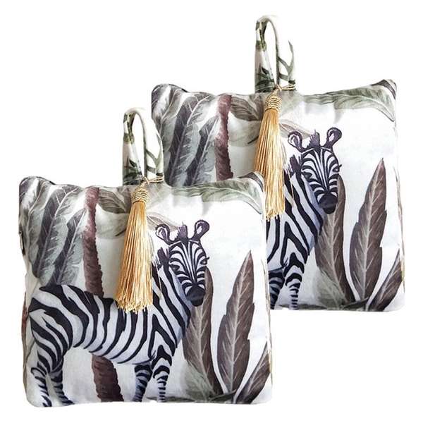 2x stuks fluwelen deurstoppers 18 cm  zebra print - Deur vastzetter - Deurstop