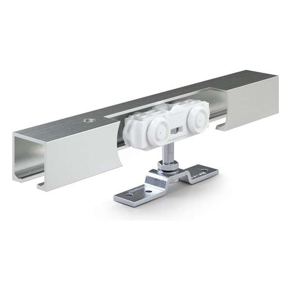 Compleet schuifdeursysteem Geze Rollan 40 NT, totale lengte rail 1650mm, geschikt voor deuren van 500 t/m 840 mm