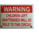 MadDeco - emaille - wandbord - Warning - children - left - unattended ..