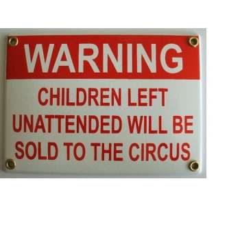 MadDeco - emaille - wandbord - Warning - children - left - unattended ..