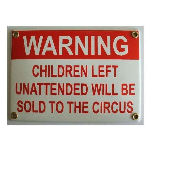 MadDeco - emaille - wandbord - Warning - children - left - unattended ..