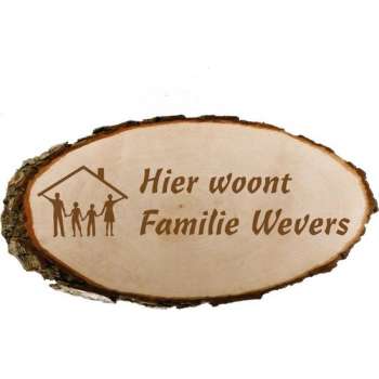 Houten naambord | naambordje voordeur hout| Duurzame naambord hout  30 t/m 33 x 15 cm