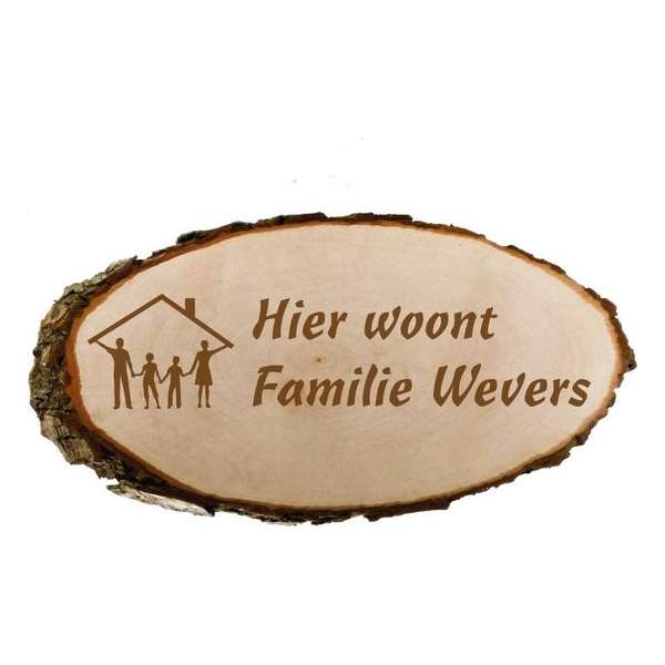 Houten naambord | naambordje voordeur hout| Duurzame naambord hout  30 t/m 33 x 15 cm