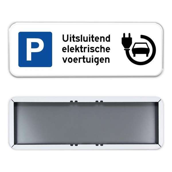 Parkeerbord Elektrische voertuigen 60x20cm - Stevig aluminium bord met dubbel omgezette rand