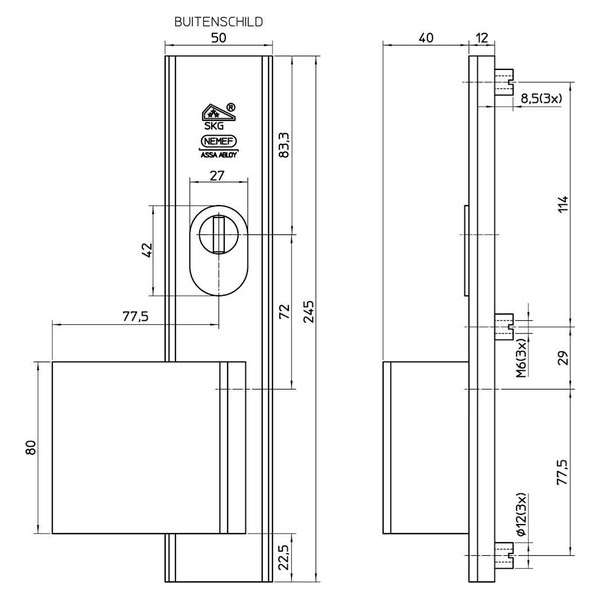 Nemef 3469-72  Greep/Kruk Links / Senior Anti-Kerntrek Rechth. F1