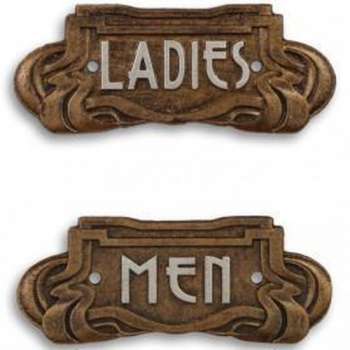 Toiletbordje – men - ladies – art nouveau - bronskleurig - gecoat - gietijzer – Maddeco – 19x1x8 cm