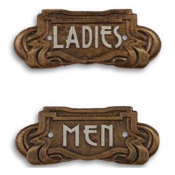 Toiletbordje – men - ladies – art nouveau - bronskleurig - gecoat - gietijzer – Maddeco – 19x1x8 cm