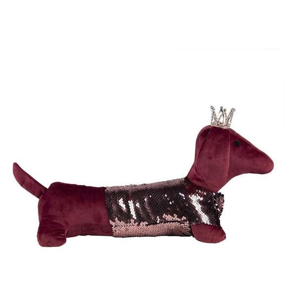 Clayre & Eef Deurstopper Hond 45*15*23 cm Rood Synthetisch Deurklem Deurwig