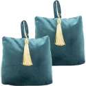 2x stuks fluwelen deurstoppers 18 cm petrol blauw - Deur vastzetter - Deurstop