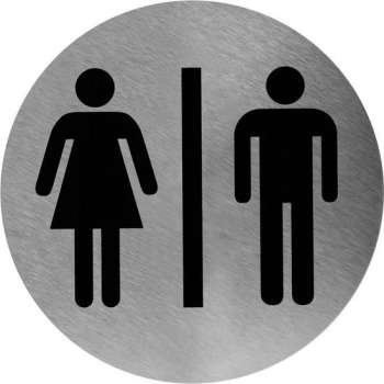 RVS Pictogram man/vrouw voor vlakke oppervlakkeneven inclusief sterke tape